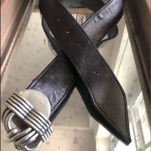 Leather artisan belt w/ silver buckle